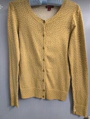Light gold/sage Cardigan With Tiny Polka Dots